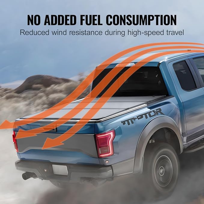 VEVOR Hard Tri-Fold Truck Bed Tonneau Cover, Compatible with 2015-2024 Ford F-150, Lightning, Styleside 5.5' (65.4") Bed, Fit 5.6' x 5.4'/5.5' x 5.4' (67.1" x 65.2"/65.4" x 65.2") Inside Bed, 400lbs