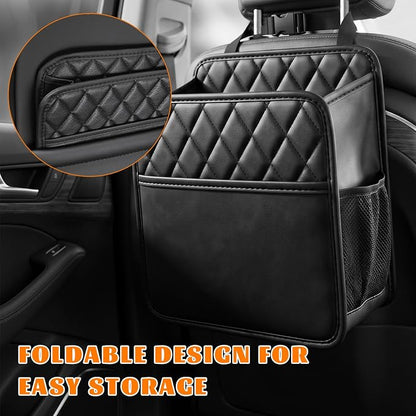Car Seat Back Organizer, Foldable Leather Auto Backseat Hanging Storage Pocket, Multipurpose Large Capacity Seat Back Hanging Bag for Most Vehicles, Car Accessories