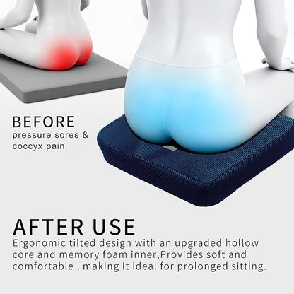 Donut Pillow for Tailbone Pain&Hemorrhoid,Wheelchair Seat Cushion for tailbone pain relief,Gel Cushions for Pressure Relief,Memory Foam Pad for Office Chair,Stands & Postpartum Pregnancy(Blue)