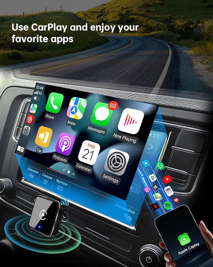 Wireless CarPlay Adapter for iPhone(2025 Upgraded) – Convert Factory Wired to Wireless, Dual-Band 5.8GHz/2.4GHz Wi-Fi, Plug & Play for iOS 10+, No Delay, Auto-Reconnect