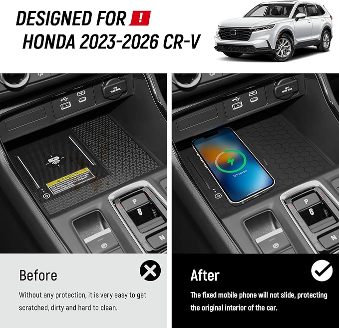 3PCS Center Console Organizer Compatible with Honda 2023-2026 CRV CR-V Hybrid Accessories ABS Plastic & Silicone Material Center Console Liner Tray
