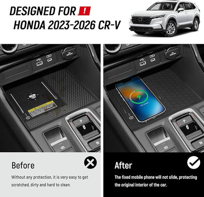 3PCS Center Console Organizer Compatible with Honda 2023-2026 CRV CR-V Hybrid Accessories ABS Plastic & Silicone Material Center Console Liner Tray