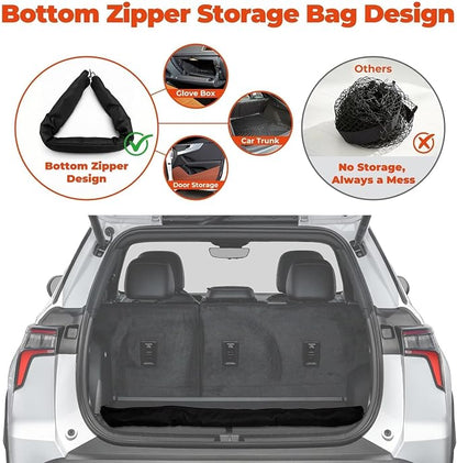 3-Layer Cargo Net for Chevrolet Suburban & GMC Yukon XL 2015-2020, Zoned Storage Trunk Net with Foldable Zippered Bottom Bag, Heavy-Duty Cargo Organizer Netting for Camping, Trips & Everyday Use