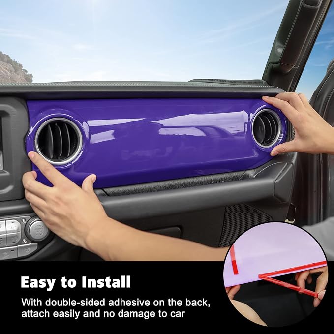 RT-TCZ Center Console Trim Cover Dashboard Control Panel Cover Decorative Interior Accessories for Jeep Wrangler JL JLU & Gladiator JT 2018-2022,Purple