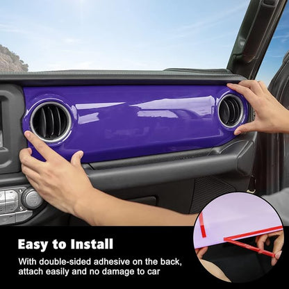 RT-TCZ Center Console Trim Cover Dashboard Control Panel Cover Decorative Interior Accessories for Jeep Wrangler JL JLU & Gladiator JT 2018-2022,Purple