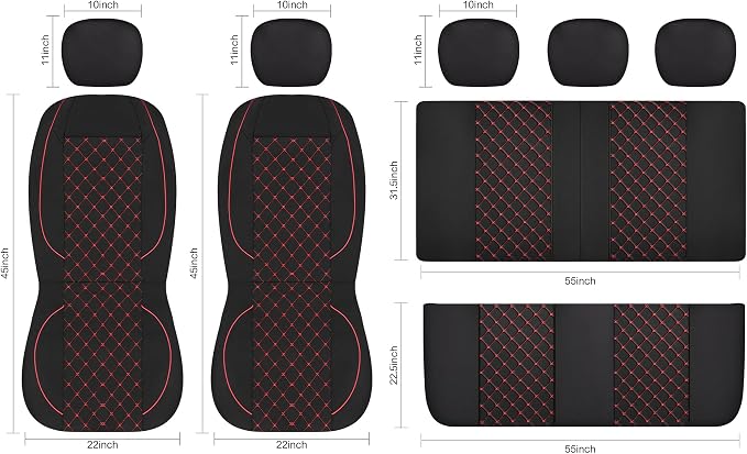 YGL Breathble Car Seat Covers Front Set, Washable Seat Covers for Cars, Premium Cloth Car Seat Protectors, Interior Covers for Cars, Sedan Van Truck SUV(Black/Red)