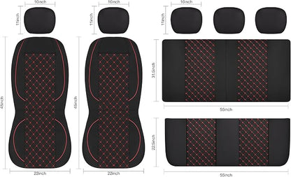 YGL Breathble Car Seat Covers Full Set, Washable Seat Covers for Cars, Premium Cloth Car Seat Protectors, Interior Covers for Cars, Sedan Van Truck SUV(Black/Red)