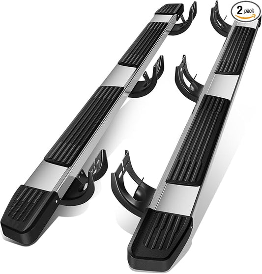 Auto Dynasty Flat Running Boards Compatible with 2009-2024 Dodge Ram 1500 2500 3500 Crew Cab 4-Door, Stainless Steel Side Step Rail Nerf Bars, 6" Step Bars, Polished Chrome