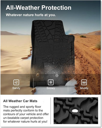 KIWI MASTER Floor Mats for 2014-2018 Jeep Wrangler JK 4-Door, OEM Replacement 82213860, Custom Fit All Weather Car Mats, Heavy Duty TPE Floor Liners, Front & Rear 2 Row, Black