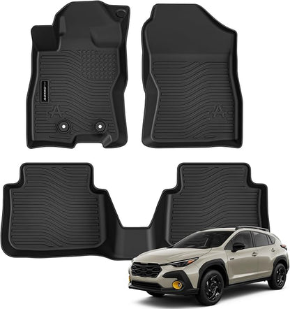 Auxko All Weather Floor Mats for 2026 Subaru Crosstrek Hybrid TPE Rubber Liners Accessories for 2026 Subaru Crosstrek Hybrid Odorless Anti-Slip Floor Mats Black
