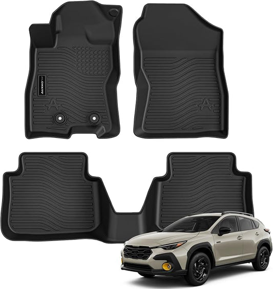 Auxko All Weather Floor Mats for 2026 Subaru Crosstrek Hybrid TPE Rubber Liners Accessories for 2026 Subaru Crosstrek Hybrid Odorless Anti-Slip Floor Mats Black