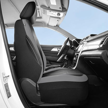 HChengkikz Car Seat Covers Front Seat, Waterproof Neoprene Car Seat Covers, Car Seat Cover Airbag Compatible, Universal Fit for Most Cars, Trucks, SUVs (Black + Darkgray)