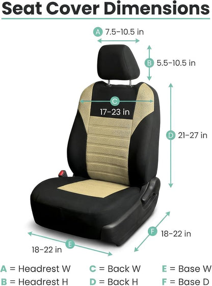 FH Group Automotive Car Seat Covers Front Set Premium 3D Air Mesh Front Seat Covers, Airbag Compatible Universal Fit Interior Accessories for Cars Trucks and SUVs - Beige