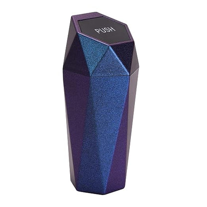 Ginsco Car Trash Can with Lid, Cup Holder Garbage Can for Car, Garbage Bin Cars Accessories for Interior, Leakproof Small Trash Bin, Mini Trash Can for Cars, Home, Office (1, Iridescent Blue)