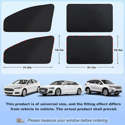 ZATOOTO Magnetic Car Window Shade 4 Pack, Car Shades for Side Windows for Sleeping Car Privacy Curtain UV Block Window Shade, Universal Size for Vehicle Sun Block Window Shade for Baby