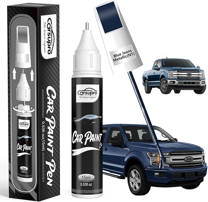 Blue Jeans Metallic(N1) for Ford Touch Up Paint Pen, 2 in 1 Car Scratch Remover with Pen Tip and Brush, Precise Color Match for Car Paint Scratch Repair, Quickly and Easily Fix Chips and Nicks