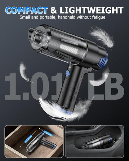 AHNR Handheld Car Vacuum Cleaner Cordless with 16000PA Powerful Suction, 4-in-1 Portable Mini Vacuum Cleaner & Air Duster with Multi-Accessories, Hand Held Vacuum Cordless Rechargeable for Car Home