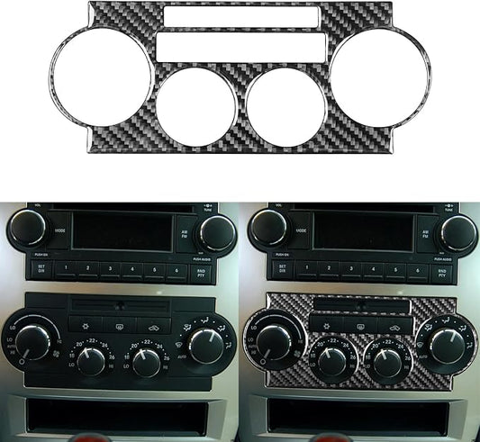Real Quality Carbon Fiber Decor Car A/C Switch Frame Decal Climate Control Sticker Compatible with Dodge Charger 2008 2009 2010 Interior Accessories Trim Style B Black