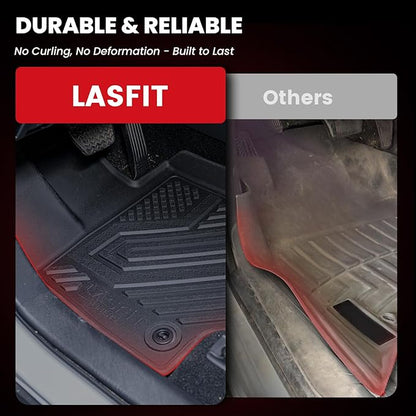 LASFIT Floor Mats & Backrest Mats & Cargo Mat for Kia Telluride Gas 2027 (Not Fit Hybrid), All Weather TPE Custom Fit Floor Liners with Full Set Car Mats & Trunk Mats Accessories, Black