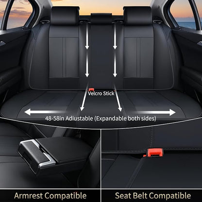 FLORICH Seat Covers, Car Seat Covers Full Set, Luxury Nappa Leather Seat Covers, Breathable and Waterproof Car Seat Protector 5 Seat, Automotive Seat Covers Universal Fit for Most Cars-Coal Black