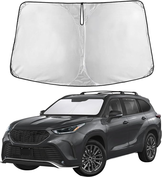 EcoNour Windshield Sunshade Compatible for Toyota Highlander 2020-2024 2025 2026, Sun Visor for Front Windshield & Window Sun Shade Cover, UV Heat Blocker & Protector, Car Accessories