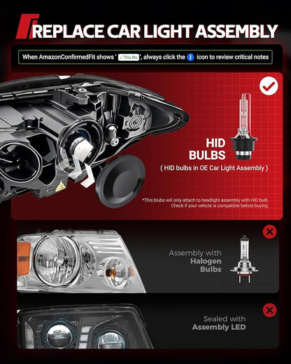 Torchbeam D2S HID Bulb - 35W 6000K Cool White Xenon HID Bulbs, 85122 66240 66040 66240CBI for HID Assembly, Pack of 2