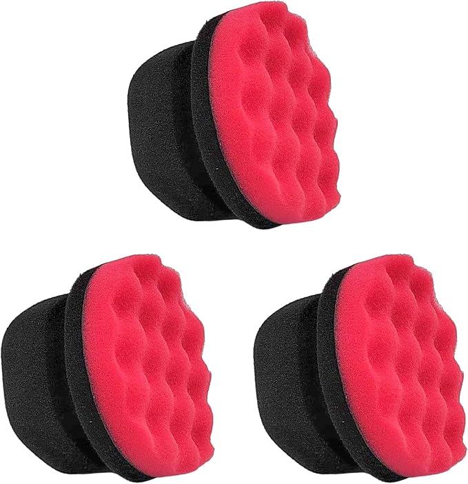 KVAEY 3 PCS Tire Dressing Applicator Pads, Reusable Hex Grip Tire Shine Applicator Polishing Sponge Pads, Wheel Tire Shine Detailing Foam for Most Vehicles, Car Accessories (Red, 4.33")