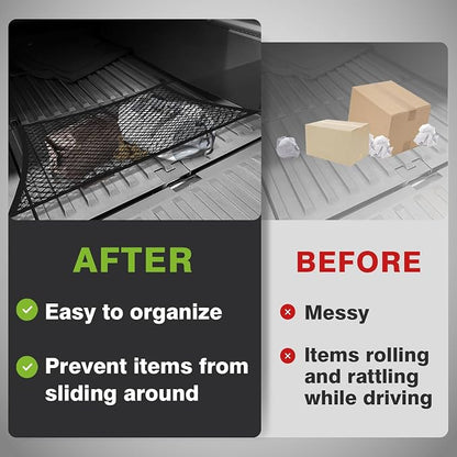 BestEvMod Cargo Mesh Net for Pickup Truck Bed Compatible with Tesla Cybertruck 2026 2025 2024 Accessories Mesh Extra Strong Hook Stretchable Trunk Organizer Cargo Net (Rear, Reinforced POM Hooks)