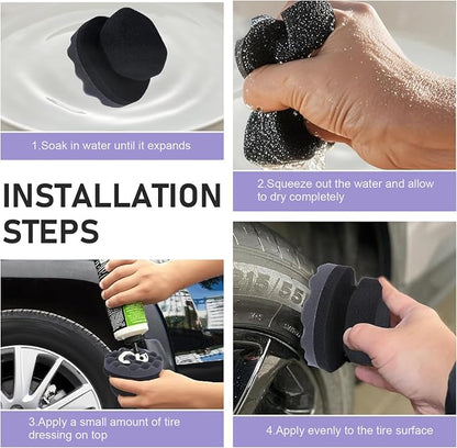2PCS Tire Shine Applicator Pad, Reusable Foam Car Dressing Applicator Polishing Sponge Pads, Durable Hex-Grip Automotive Detailing Sponge Tool Universal for Most Vehicles