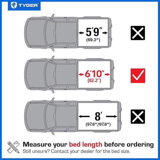 Tyger Auto T2 Low Profile Soft Roll-up Truck Bed Tonneau Cover Compatible with 2020-2026 Chevy Silverado GMC Sierra 2500 3500HD | 6'10" (82") Bed | TG-BC2C6212