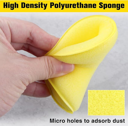 Microfiber Wax Applicator Pads, 16 PCS Car Wax Applicator Pad, Round Foam Applicator Pads, Polishing Sponges Applicator for Car Detail Polishing, Buffing, and Cleaning (5" Blue, 4" Yellow)
