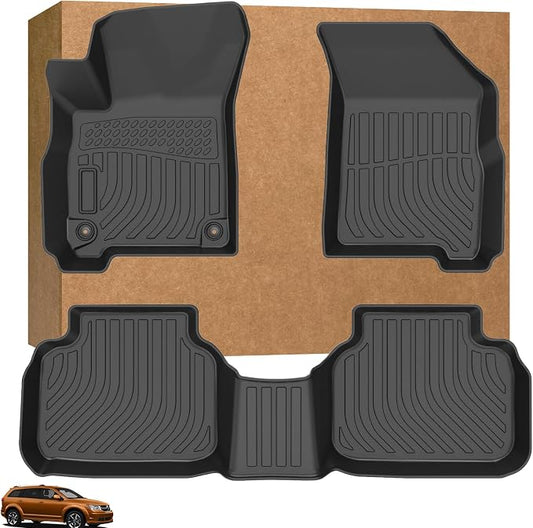 Floor Mats for Dodge Journey 2011-2020, Custom Fit Journey Floor Mat,2012 2013 2014 2015 2016 2018 2019 2017 Dodge Journey Accessories, Front & Rear Row All Weather TPE Floor Liners Waterproof Durable