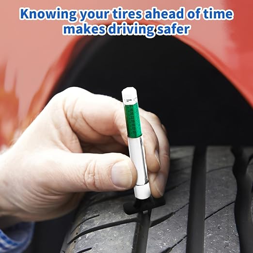 5 Pcs Tire Tread Depth Gauge in 1/32 Inch - Color Code Accurate Tread Depth Checker Measuring Tool with Pocket Clip for Car Trucks SUV Motorcycle Bike