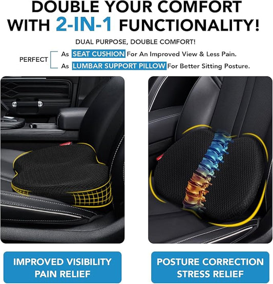 kingphenix Wedge Car Seat Cushion: Memory Foam Truck Seat Cushion for Car Seat Driver - Sciatica and Back Pain Relief - Enhancing Driving Comfort -Black