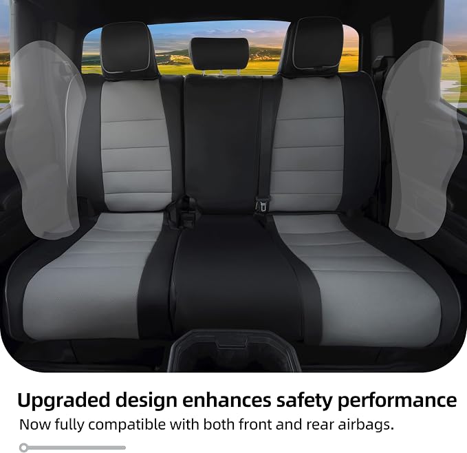 Lolcar Tacoma Back Seat Covers Custom for Select Toyota Tacoma (Hybrid) 2024 2025 2026 Double cab TRD Sport,TRD Off-Road,Limited,Trailhunter- Second Row Only,Leather(Black/Gray)