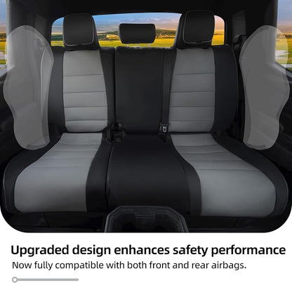 Lolcar Tacoma Back Seat Covers Custom for Select Toyota Tacoma (Hybrid) 2024 2025 2026 Double cab TRD Sport,TRD Off-Road,Limited,Trailhunter- Second Row Only,Leather(Black/Gray)