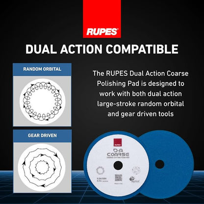 RUPES 9.DA150H Pack of 1 Blue D-A Coarse Cutting Foam Pad 150mm | Ideal for Paint Correction & Gloss Enhancement | Mild to Severe Defect Removal | Compatible with 5" Backing Plate