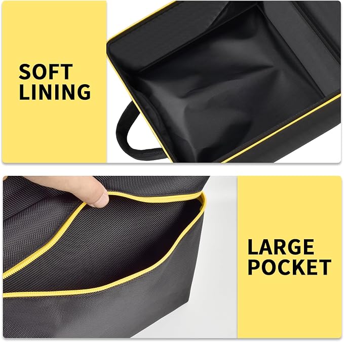 Car Jumper Starter Storage Bag Compatible with DEWALT DXAEJ14 Digital Portable Power Station Air Compressor, Carrying Case Holder Container (Black with Yellow Zipper Case Only)