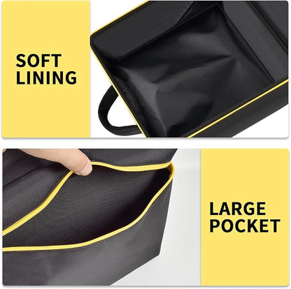 Car Jumper Starter Storage Bag Compatible with DEWALT DXAEJ14 Digital Portable Power Station Air Compressor, Carrying Case Holder Container (Black with Yellow Zipper Case Only)