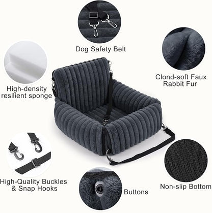 MIXJOY Dog Car Seat for Small/Medium Dogs up to 25 lbs, Multi-Functional Dog Carrier for Car with Detachable Washable Cover, Pet Travel Bed with Clip-On Safety Leash, Grey
