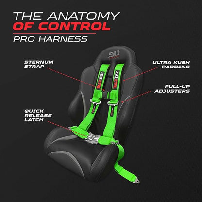 1pc 4 Point Harness for Bucket Seat, Push Release, 10 Color Options, Racing Harness, Race Car, Off Road, UTV, RZR [6008-A1]
