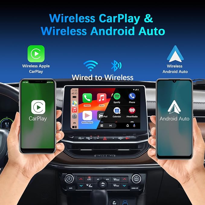 2025 Wireless CarPlay Adapter Convert Wired CarPlay to Wireless for iPhone & Android Auto Plug & Play USB Dongle with Upgraded Chipset, Low Latency, Fast Auto-Connect