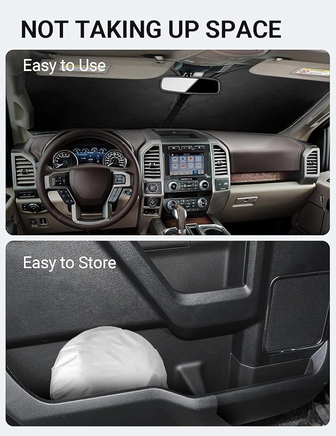 Proadsy 2026 Upgrade Front Windshield Sun Shade Foldable Sunshade Protector Custom Fit 2015-2020 Ford F-150 F150 Lariat, King Ranch, Platinum, XL XLT Limited Raptor Accessories