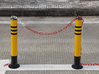 Bollard Security Posts and 5m Plastic Chain BER Set with Hanging Ring and Reflective Tape(65 × 7.6cm) (80 × 8.9cm)