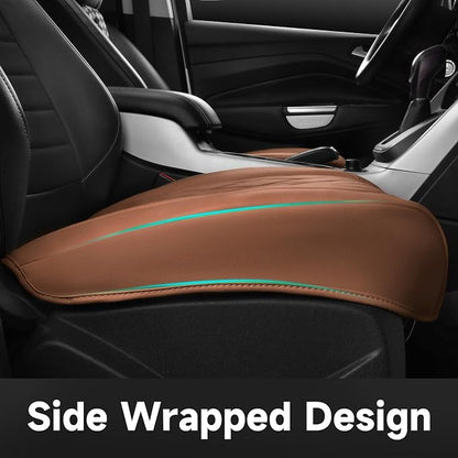 CAR PASS 2 Pack Leather Front Car Seat Covers, Bottom Seat Covers Full Wrapped with Storage Pocket, Anti-Slip Leather Seat Protectors,Waterproof Seat Cushion Pad Universal Fit Sedan SUV Truck, Brown
