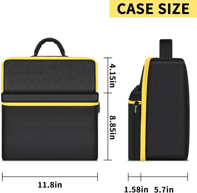 Car Jumper Starter Storage Bag Compatible with DEWALT DXAEJ14 Digital Portable Power Station Air Compressor, Carrying Case Holder Container (Black with Yellow Inner Case Only)