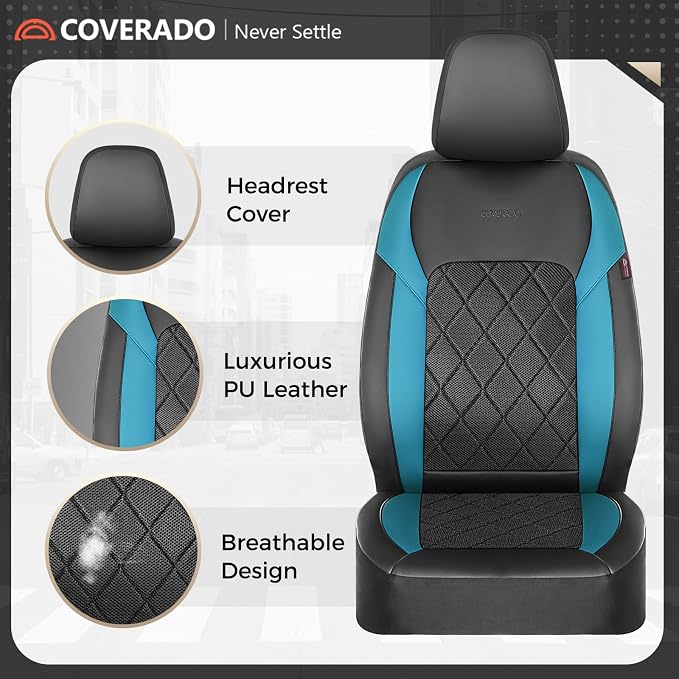 Coverado Car Seat Covers, Seat Covers Full Set, 5 Seats Automotive Seat Cover, Mesh Breathable Seat Protectors, Universal Fit for Most Cars