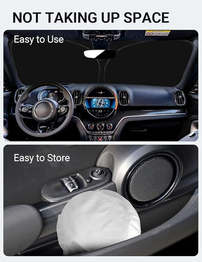 Proadsy 2026 Upgrade Front Windshield Sun Shade Foldable Sunshade Protector Custom Fit 2015-2024 Mini Cooper Cooper S Hardtop 4 Door Accessories