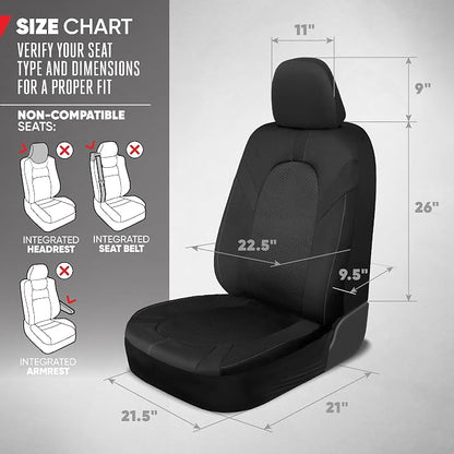 Motor Trend Honeycomb Polyester Seat Covers – Semi Universal Fit Front Seat Protector for Most Cars, Trucks, SUVs – Breathable Hex Design, Easy to Install, Black & Gray Car Seat Cover