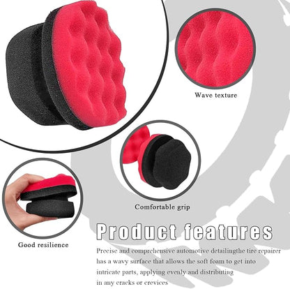 KVAEY 3 PCS Tire Dressing Applicator Pads, Reusable Hex Grip Tire Shine Applicator Polishing Sponge Pads, Wheel Tire Shine Detailing Foam for Most Vehicles, Car Accessories (Red, 4.33")